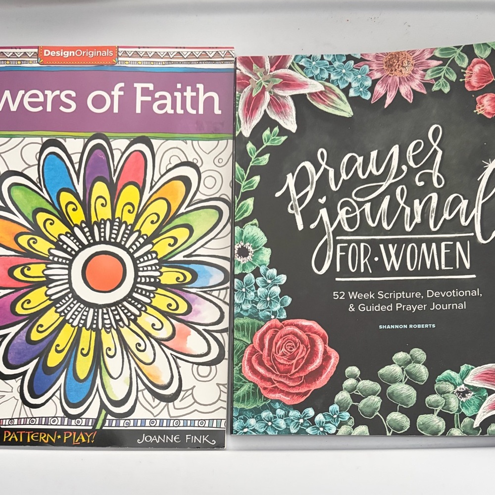 New Set of 2 books Prayer journal and flowers of faith coloring book